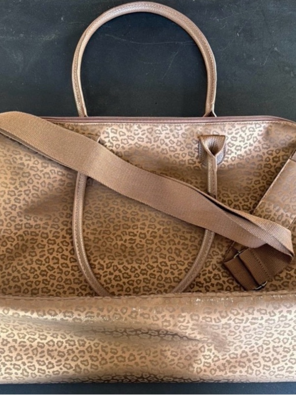 Marleylilly Metallic Brown Leopard Weekender Bag